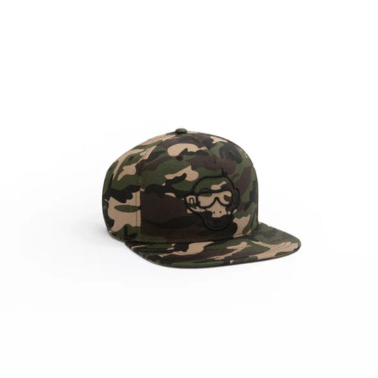 Camouflage Embroidered Monkey Snapback Cap – Flat Brim Streetwear Hat