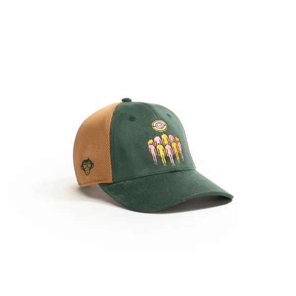 Green & Tan Embroidered Graphic Trucker Cap – Adjustable Mesh Baseball Hat