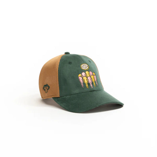 Green & Tan Embroidered Graphic Trucker Cap – Adjustable Mesh Baseball Hat
