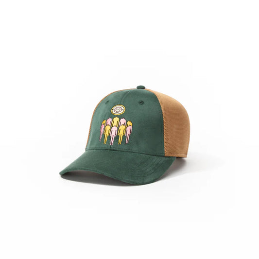 Green & Tan Embroidered Graphic Trucker Cap – Adjustable Mesh Baseball Hat