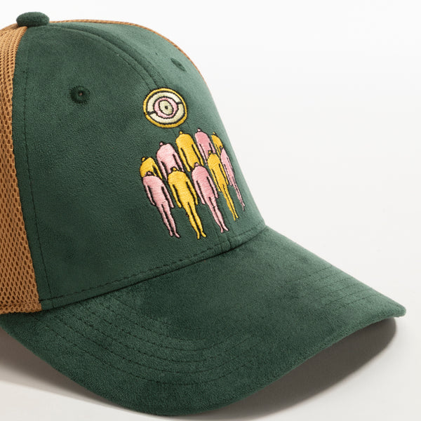 Green & Tan Embroidered Graphic Trucker Cap – Adjustable Mesh Baseball Hat