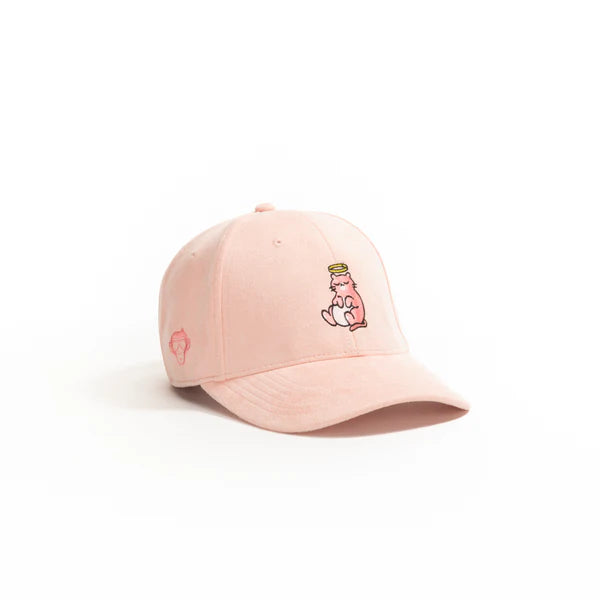 Pink Suede Embroidered Lazy Cat Baseball Cap – Adjustable Classic Fit