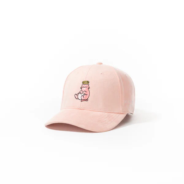 Pink Suede Embroidered Lazy Cat Baseball Cap – Adjustable Classic Fit