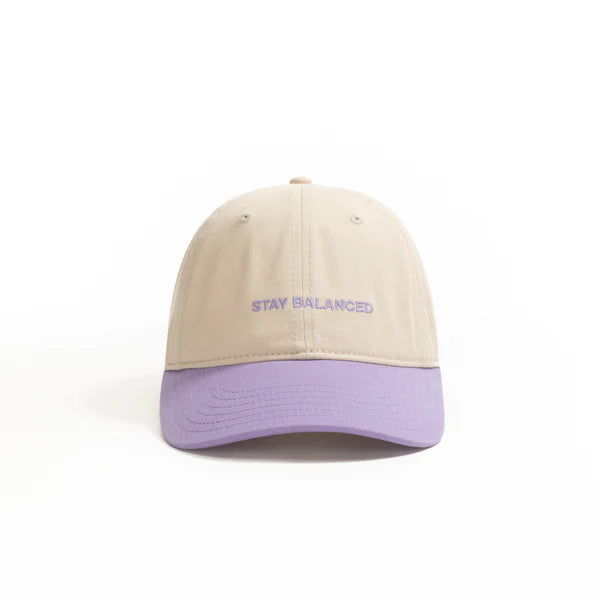Beige & Lavender “Stay Balanced” Dad Cap – Adjustable Two-Tone Baseball Hat